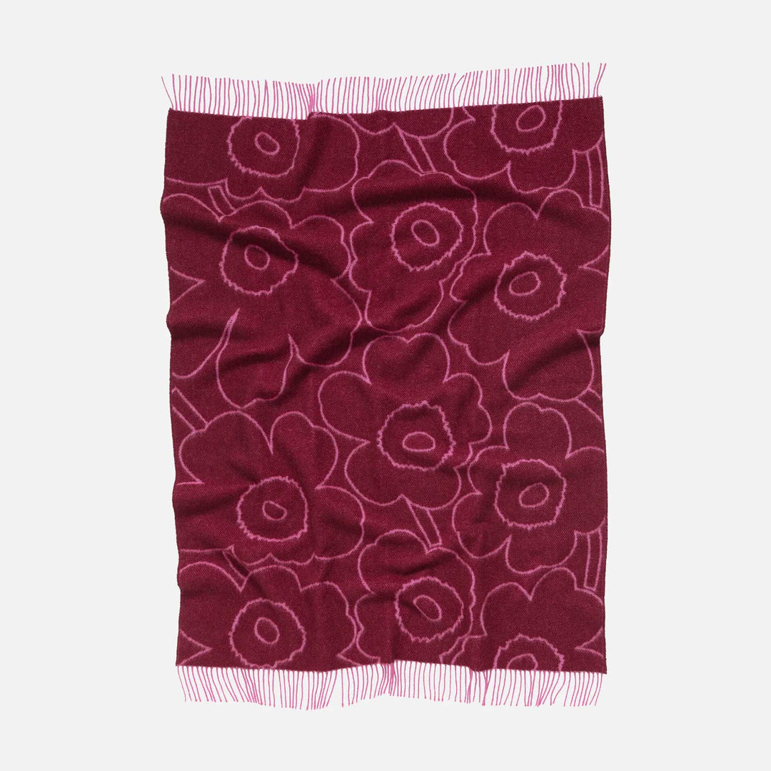 MARIMEKKO  |  RWS PIIRTO UNIKKO WOOL BLANKET  |  130CM X 170CM |  BURGUNDY + FUCHSIA