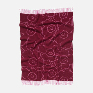 MARIMEKKO  |  RWS PIIRTO UNIKKO WOOL BLANKET  |  130CM X 170CM |  BURGUNDY + FUCHSIA