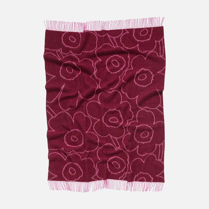 MARIMEKKO  |  RWS PIIRTO UNIKKO WOOL BLANKET  |  130CM X 170CM |  BURGUNDY + FUCHSIA