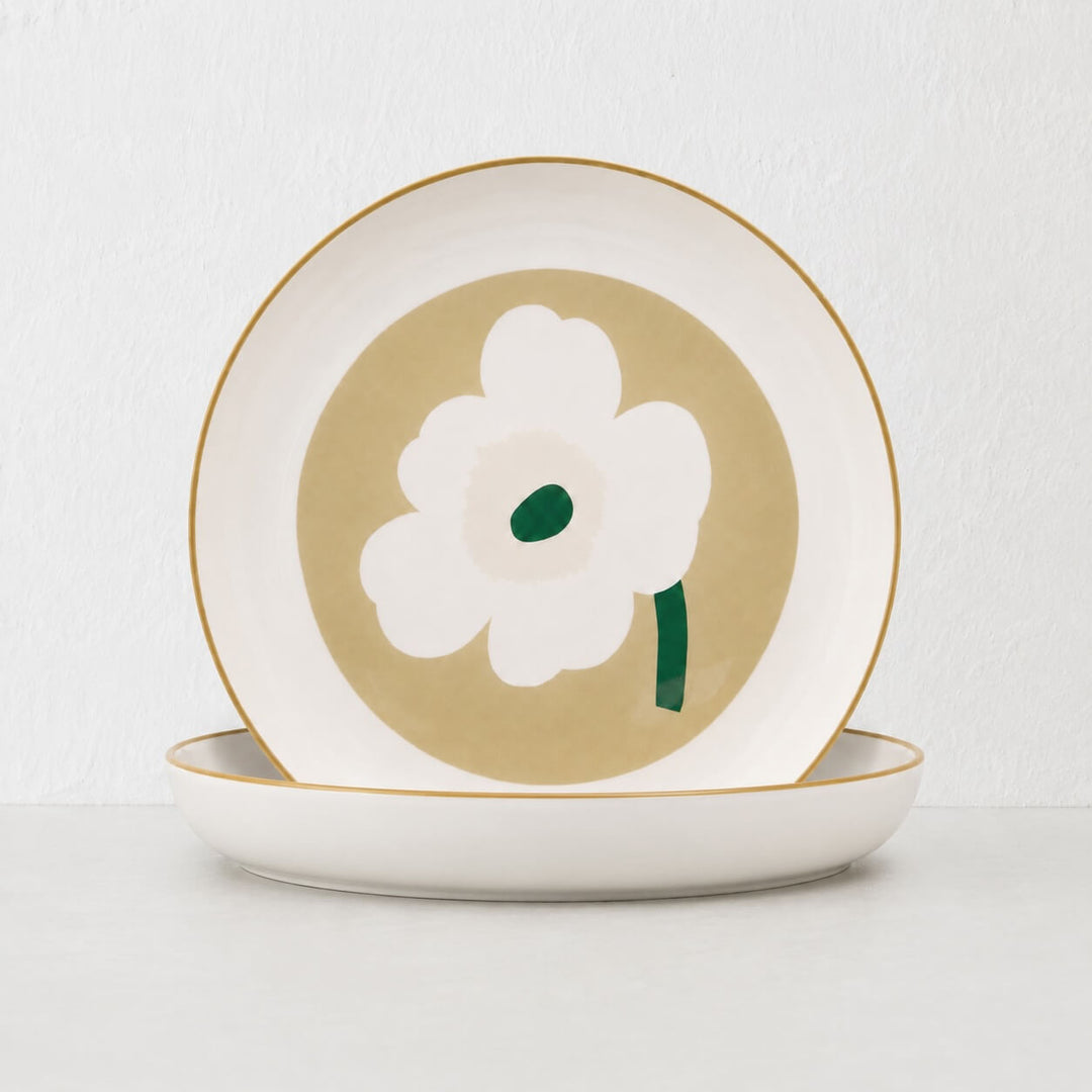 MARIMEKKO  |  OIVA UNIKKO  SERVING DISH  BUNDLE X2 |  32CM  |  WHITE + BEIGE + SAND + GREEN