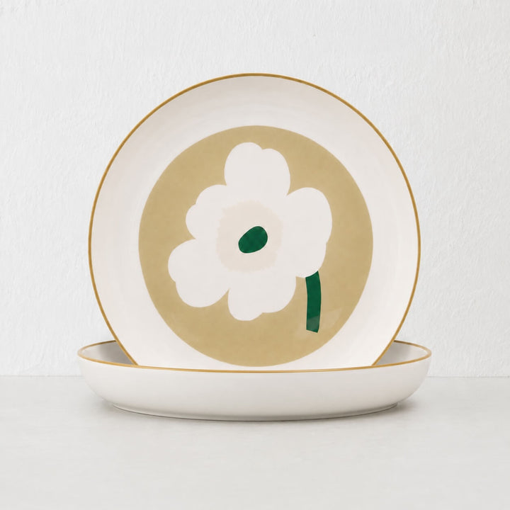 MARIMEKKO  |  OIVA UNIKKO  SERVING DISH  BUNDLE X2 |  32CM  |  WHITE + BEIGE + SAND + GREEN