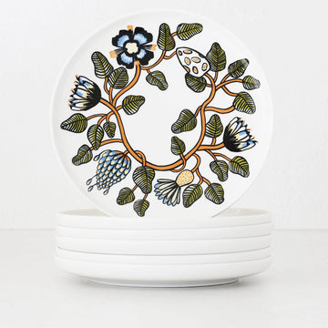 MARIMEKKO  |  TIARA OIVA PLATE 25CM BUNDLE X6 |  WHITE + WARM ORANGE + GREEN