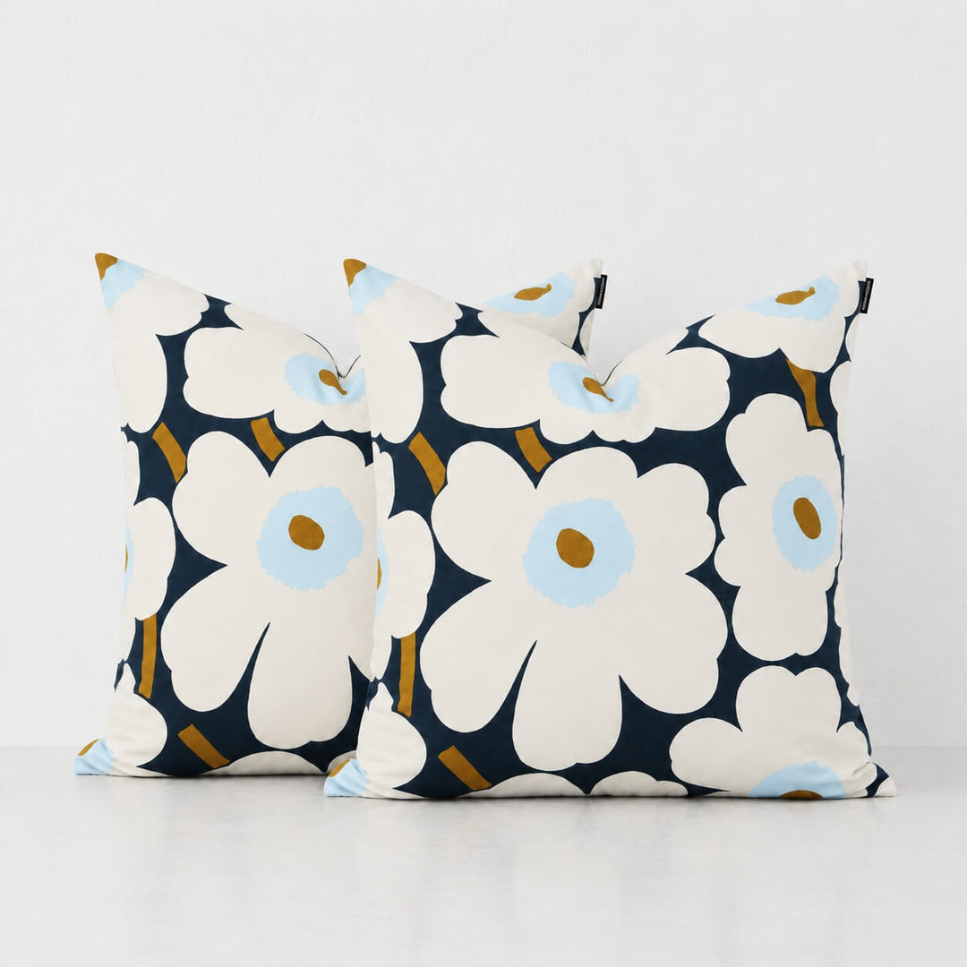 MARIMEKKO  |  PIENI UNIKKO CUSHION BUNDLE X2  |  50 X 50CM  |  BLUEBERRY + WHITE + COLD BLUE