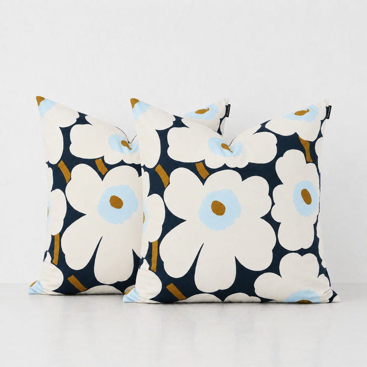 MARIMEKKO  |  PIENI UNIKKO CUSHION BUNDLE X2  |  50 X 50CM  |  BLUEBERRY + WHITE + COLD BLUE