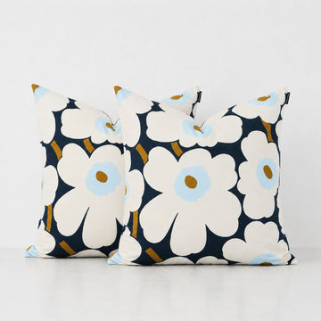 MARIMEKKO  |  PIENI UNIKKO CUSHION BUNDLE X2  |  50 X 50CM  |  BLUEBERRY + WHITE + COLD BLUE