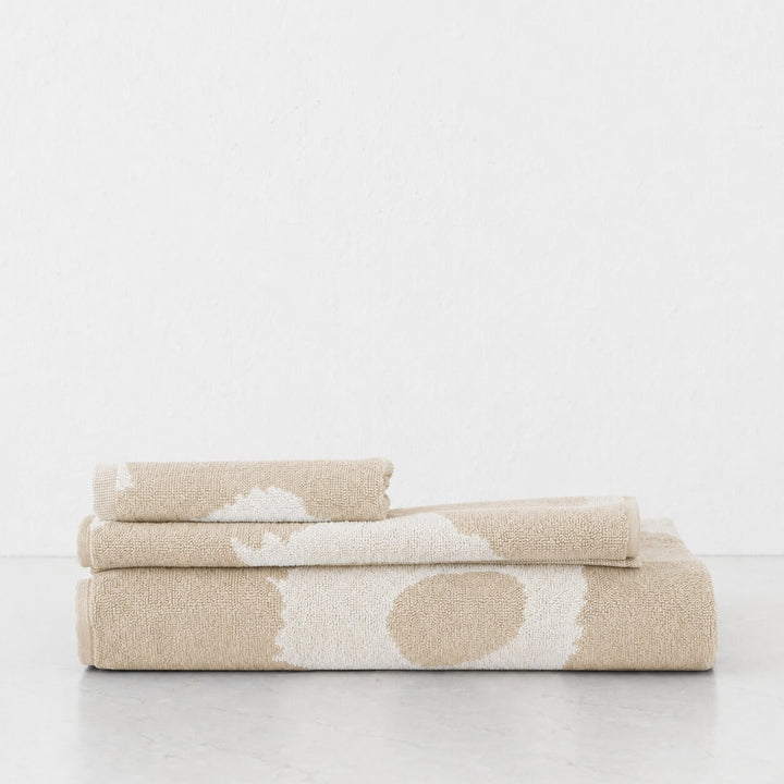 MARIMEKKO UNIKKO BATH TOWEL SETS  |  OFF WHITE + LINEN