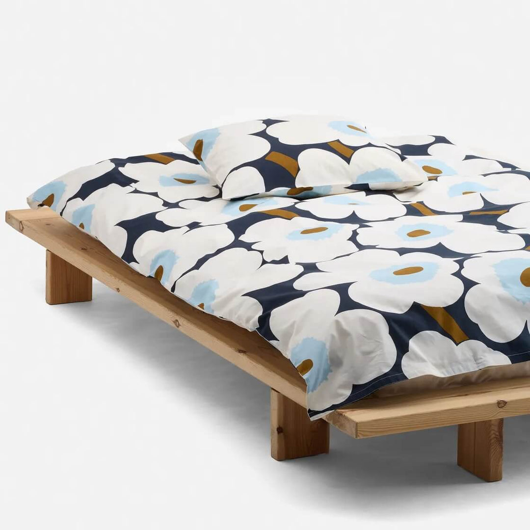 MARIMEKKO UNIKKO DUVET QUILT COVERS  |  BLUEBERRY + OFF WHITE + COLD BLUE