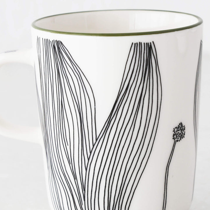 MARIMEKKO  |  OIVA KUKAT PUHKEAVAT MUG 2.5DL  |  WHITE + FOREST GREEN + BLACK | CLOSE UP