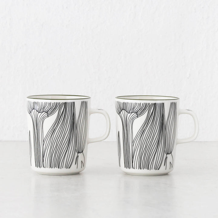 MARIMEKKO  |  OIVA KUKAT PUHKEAVAT MUG 2.5DL BUNDLE X2  |  WHITE + FOREST GREEN + BLACK