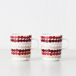 MARIMEKKO  |  OIVA RASYMATTO COFFEE MUG  2.5DL BUNDLE X2  |  DARK RED + PINK + BEIGE