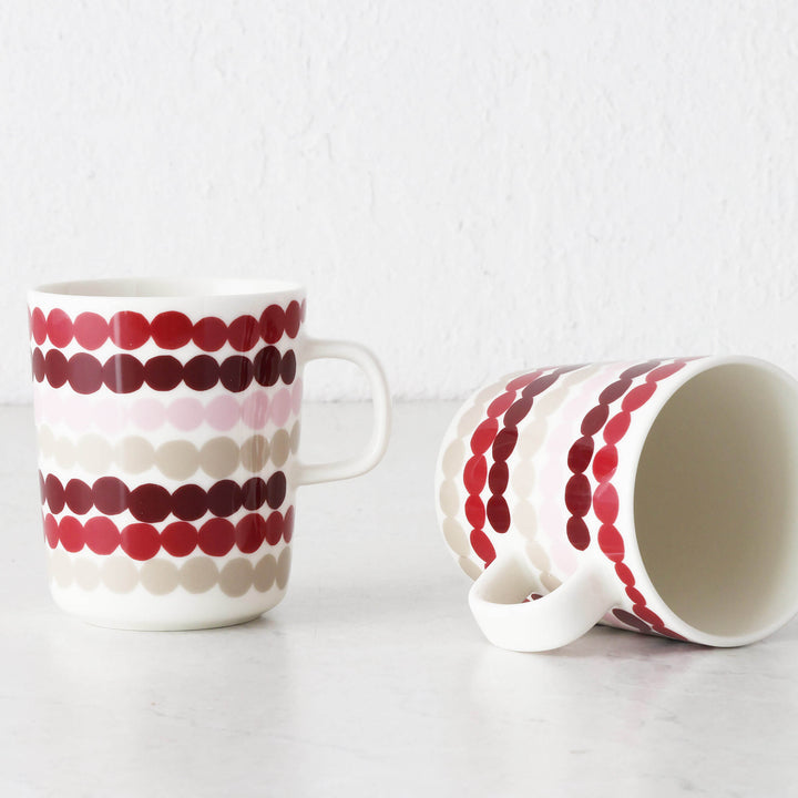 MARIMEKKO  |  OIVA RASYMATTO COFFEE MUG  2.5DL BUNDLE X2  |  DARK RED + PINK + BEIGE
