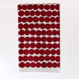 MARIMEKKO  |  RASYMATTO BATH TOWEL  |  DARK RED + OFF WHITE COTTON