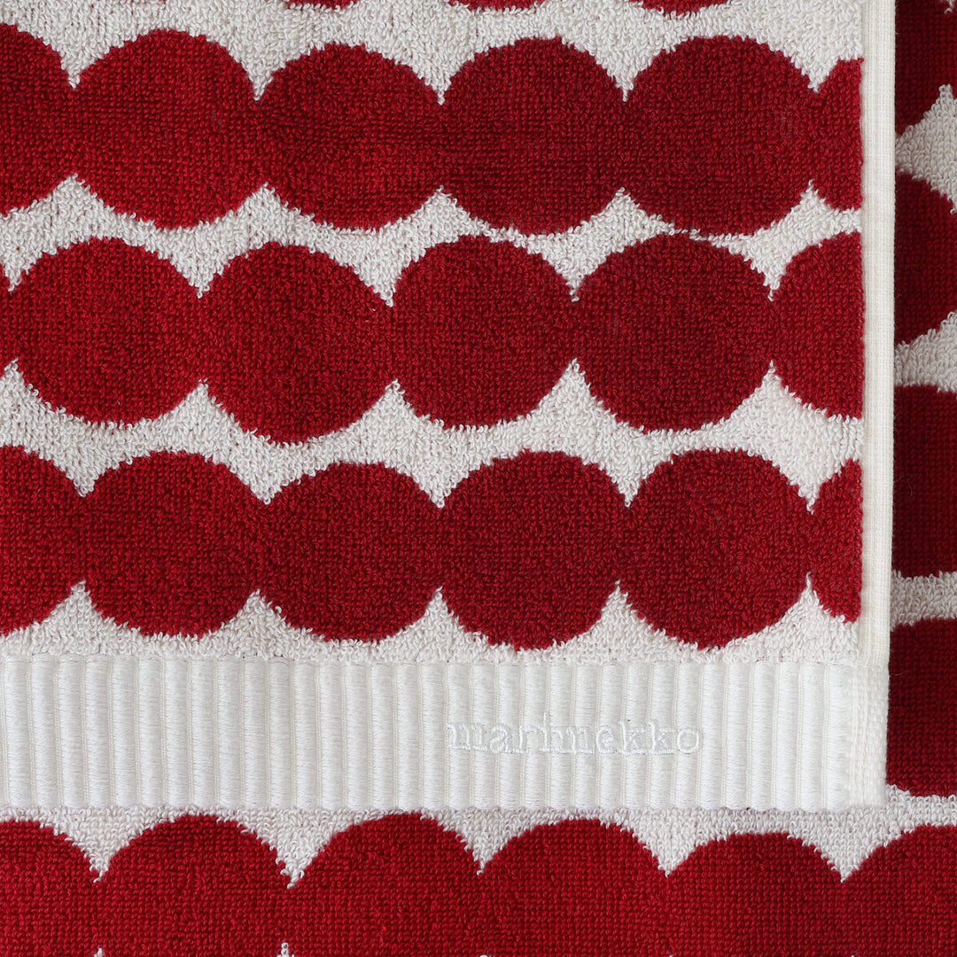 MARIMEKKO  |  RASYMATTO HAND TOWEL  |  50 X 70CM  |  DARK RED + OFF WHITE COTTON