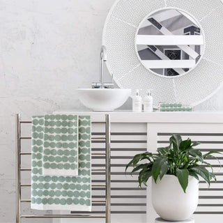MARIMEKKO  |  RASYMATTO BATH TOWEL  |  70 X 150CM  |  SAGE + OFF WHITE