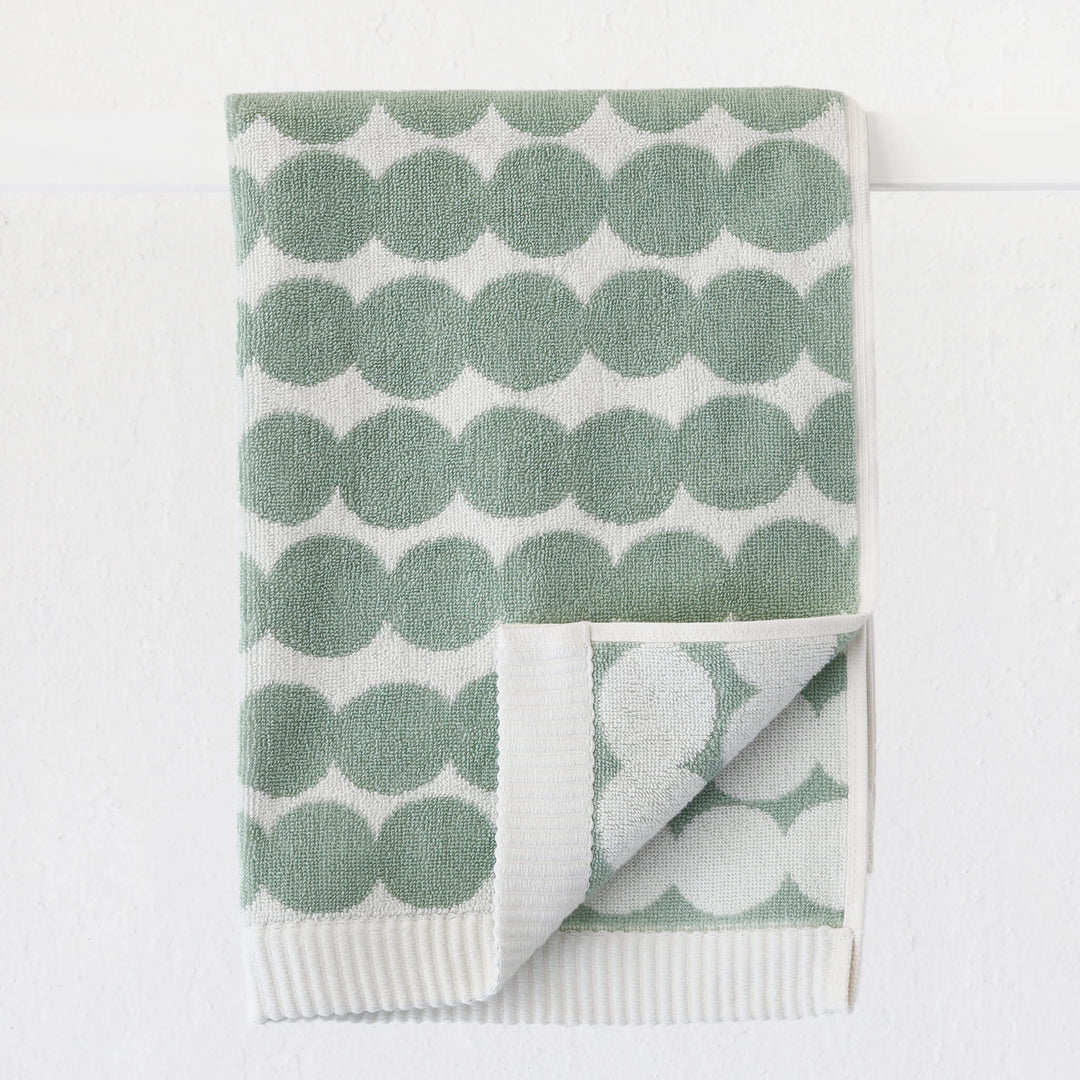 MARIMEKKO  |  RASYMATTO HAND TOWEL  |  50 X 70CM  |  SAGE + OFF WHITE