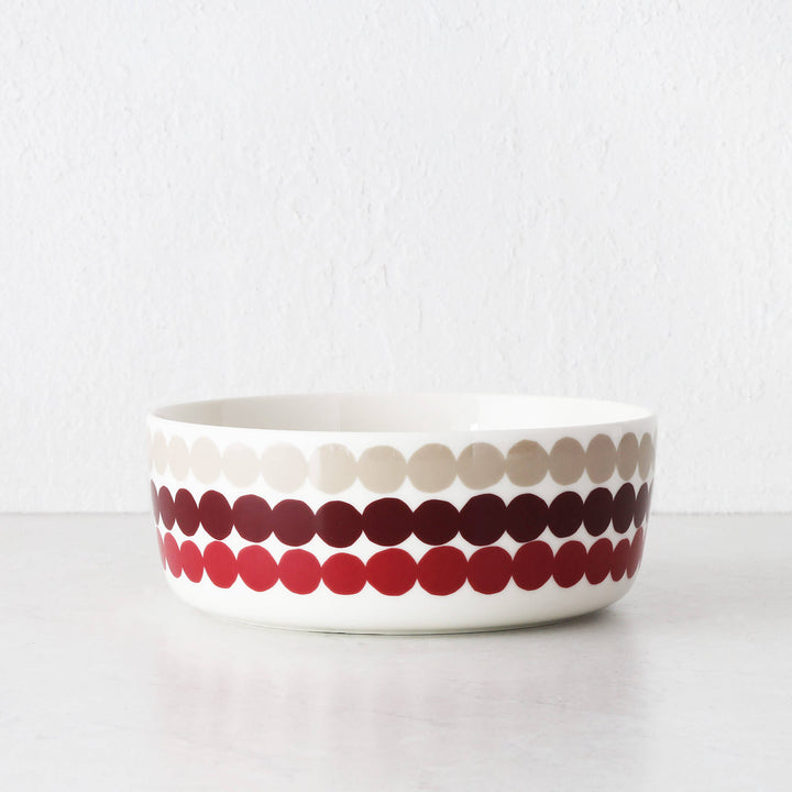MARIMEKKO  |  RASYMATTO SERVING BOWL 1.5L  |  DARK RED + PINK + BEIGE