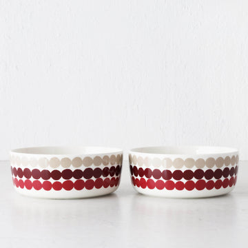 MARIMEKKO  |  RASYMATTO SERVING BOWL 1.5L BUNDLE X2  |  DARK RED + PINK + BEIGE