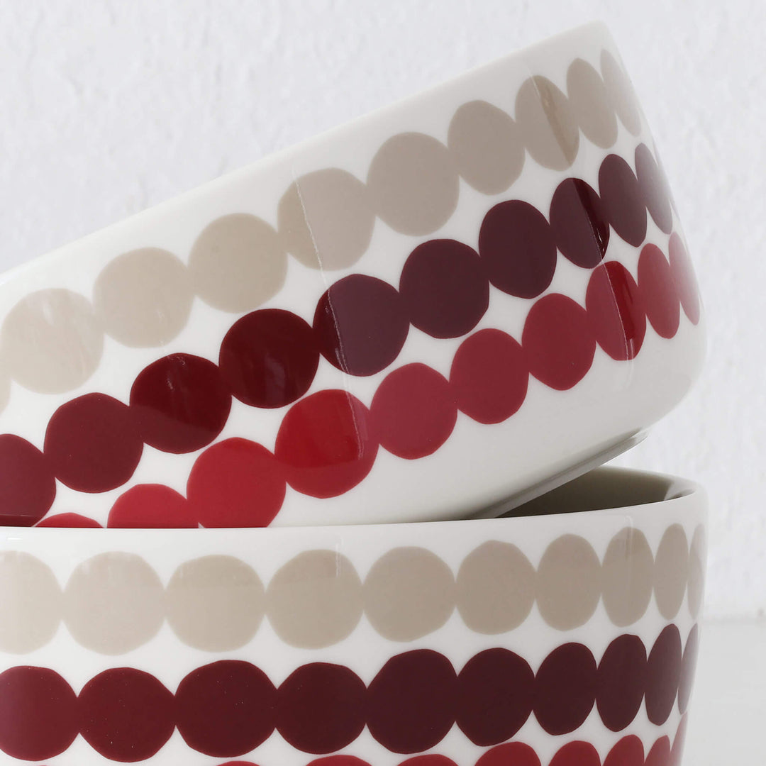 MARIMEKKO  |  RASYMATTO SERVING BOWL 1.5L  |  DARK RED + PINK + BEIGE