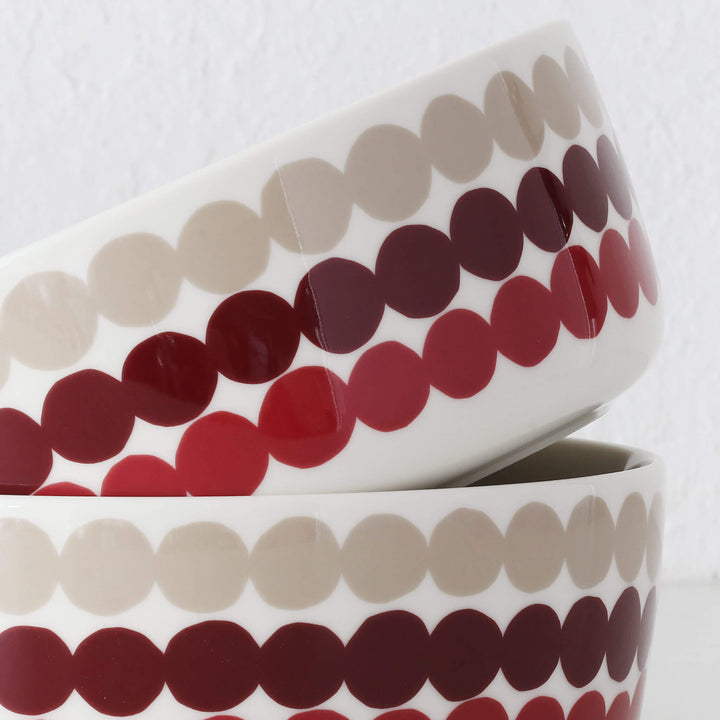 MARIMEKKO  |  RASYMATTO SERVING BOWL 1.5L  |  DARK RED + PINK + BEIGE