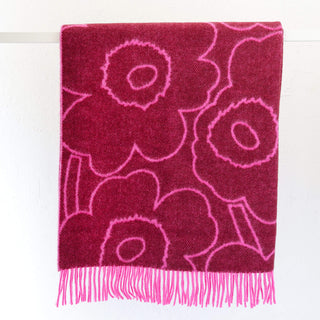 MARIMEKKO  |  RWS PIIRTO UNIKKO WOOL BLANKET  |  130CM X 170CM |  BURGUNDY + FUCHSIA