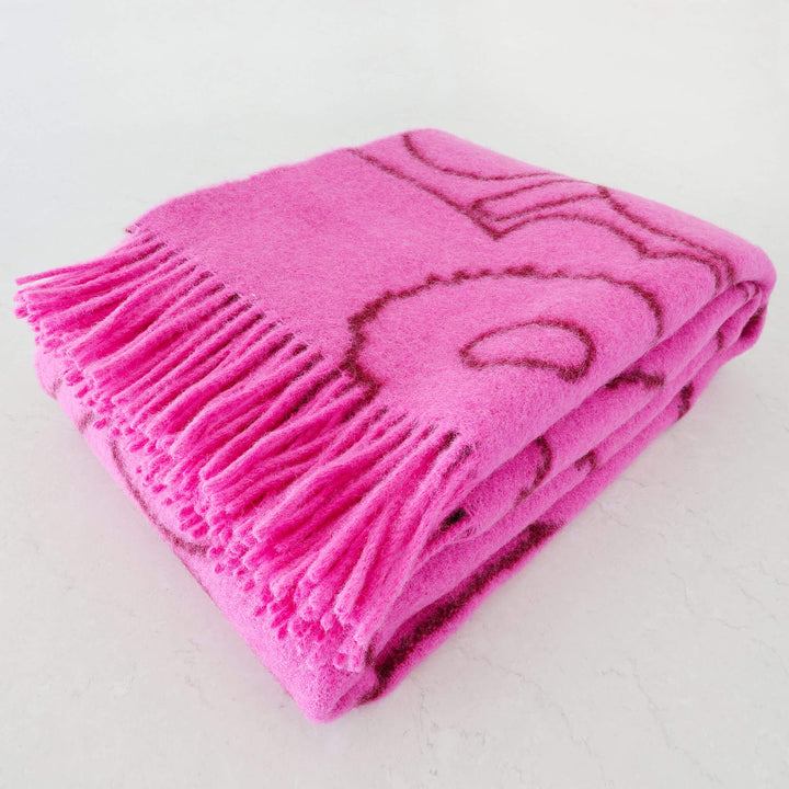 MARIMEKKO  |  RWS PIIRTO UNIKKO WOOL BLANKET  |  130CM X 170CM |  BURGUNDY + FUCHSIA