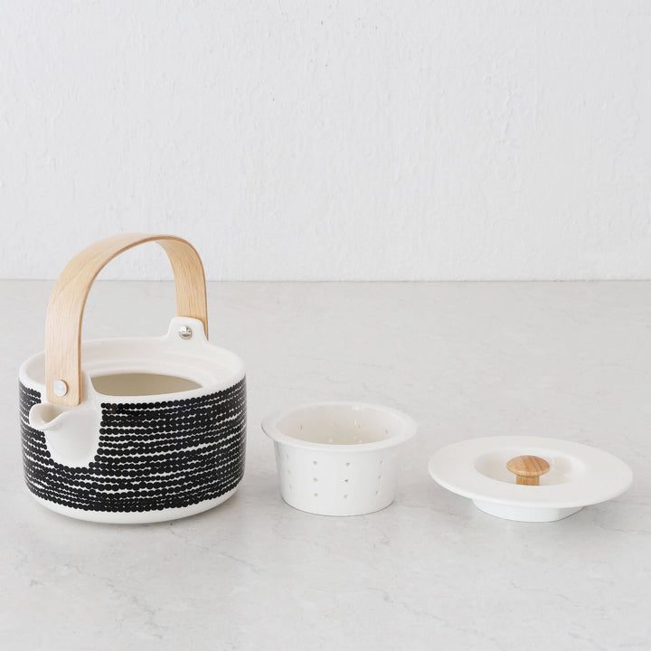 MARIMEKKO  |  SIIRTOLAPUUTARHA TEAPOT 7DL | BLACK + WHITE