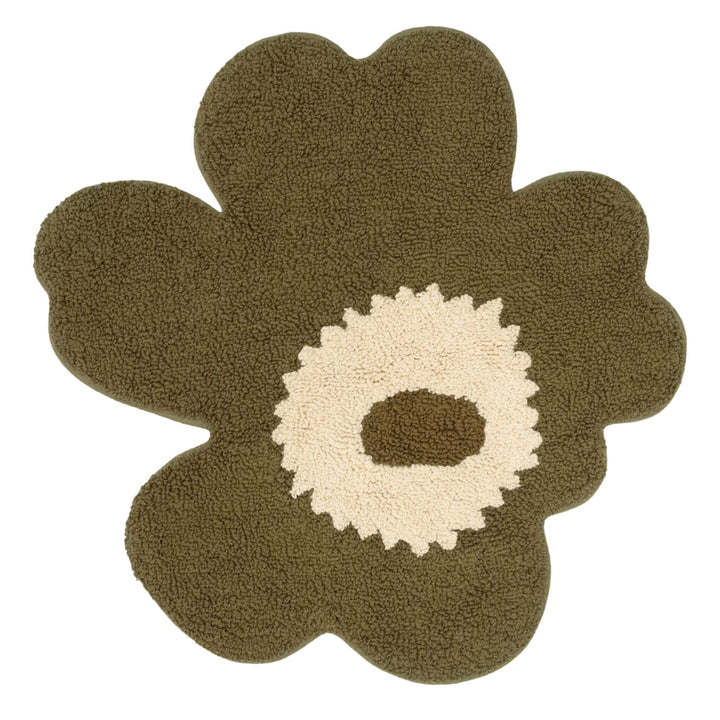 MARIMEKKO  |  UNIKKO BATH  MAT  |  73CM X 74CM  |  GREEN UMBER + CREAM