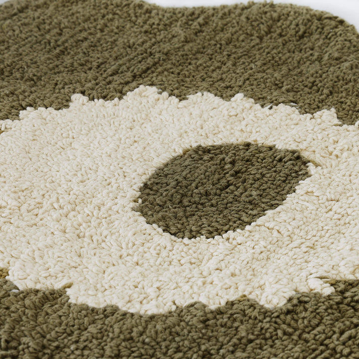 MARIMEKKO  |  UNIKKO BATH  MAT  |  73CM X 74CM  |  GREEN UMBER + CREAM