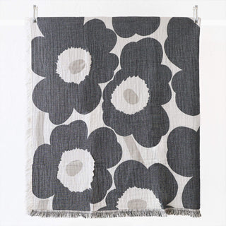 MARIMEKKO  |  UNIKKO HUOPA JACQUARD THROW  |  150X220CM  |  OFF WHITE + CHARCOAL + SAND COTTON
