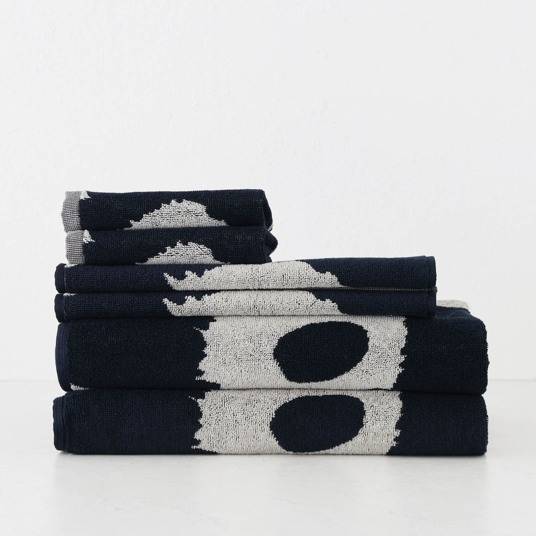 MARIMEKKO UNIKKO KYLPYPYYHE BATH TOWEL SETS | DARK NAVY BLUE + COTTON - DOUBLE