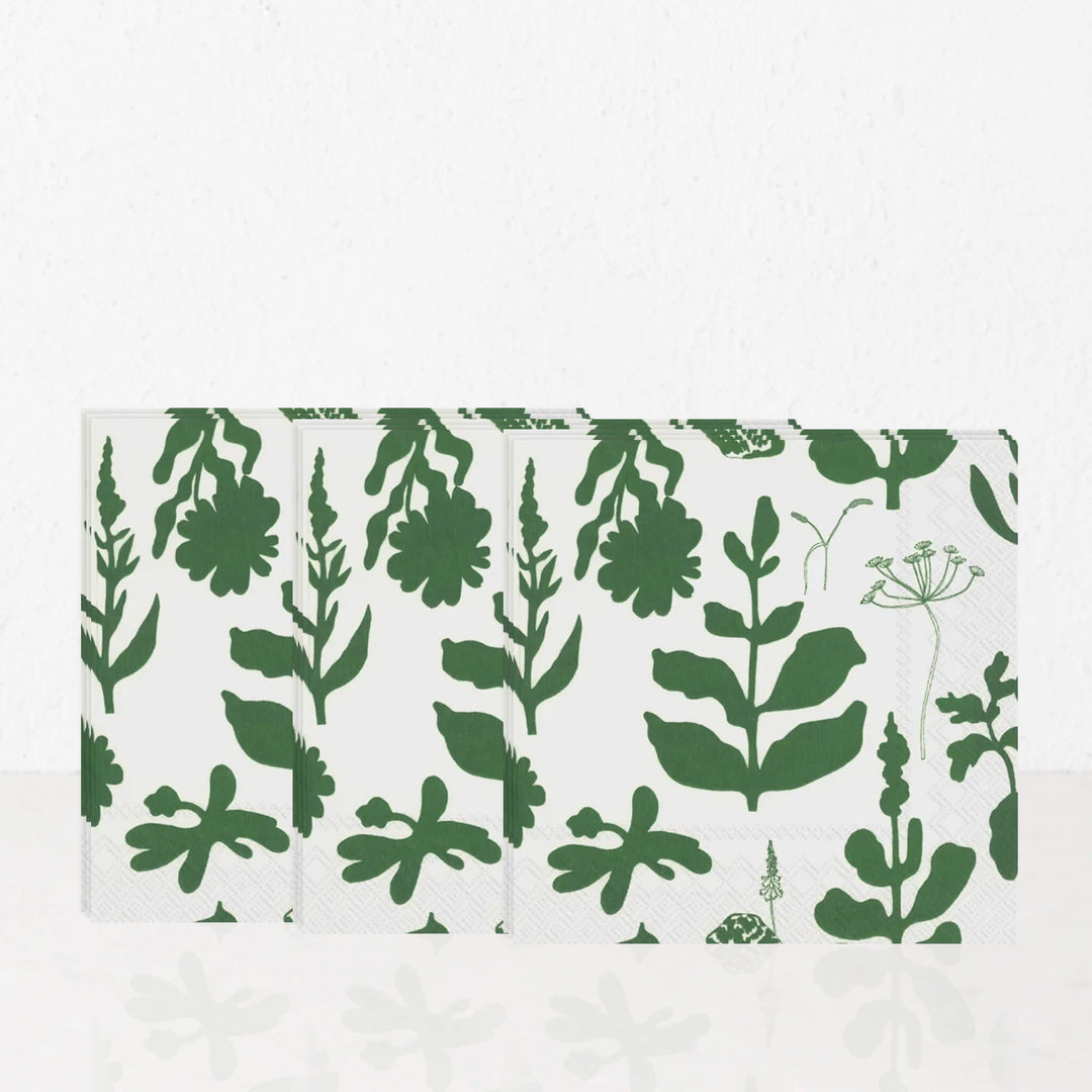 MARIMEKKO  |  ELOKUUN VARJOT PAPER NAPKINS | GREEN + CREAM | BUNDLEx3