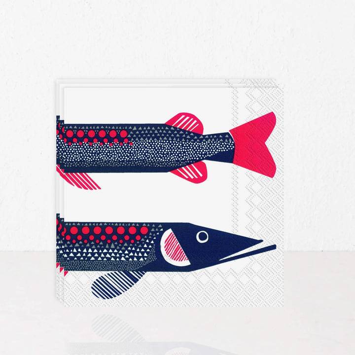 MARIMEKKO  |  HAUKI FISH PAPER NAPKINS  |  NAVY + RED