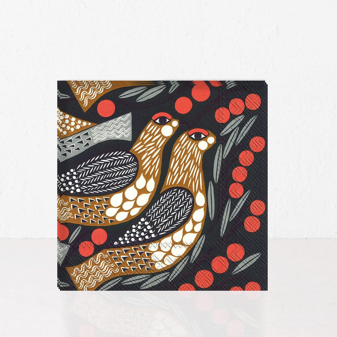MARIMEKKO  |  KIIRUNA BIRD PAPER NAPKINS  |  BLACK + RED + BROWN