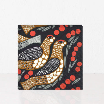 MARIMEKKO  |  KIIRUNA BIRD PAPER NAPKINS  |  BLACK + RED + BROWN