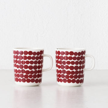 MARIMEKKO | OIVA RASYMATTO COFFEE MUG 2.5DL BUNDLE X2 | RED + OFF WHITE