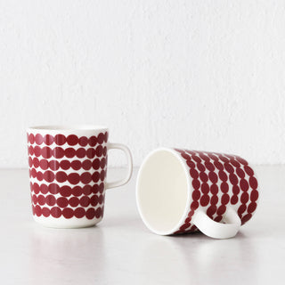 MARIMEKKO  |  OIVA RASYMATTO COFFEE MUG  2.5DL BUNDLE X2  |  RED + OFF WHITE
