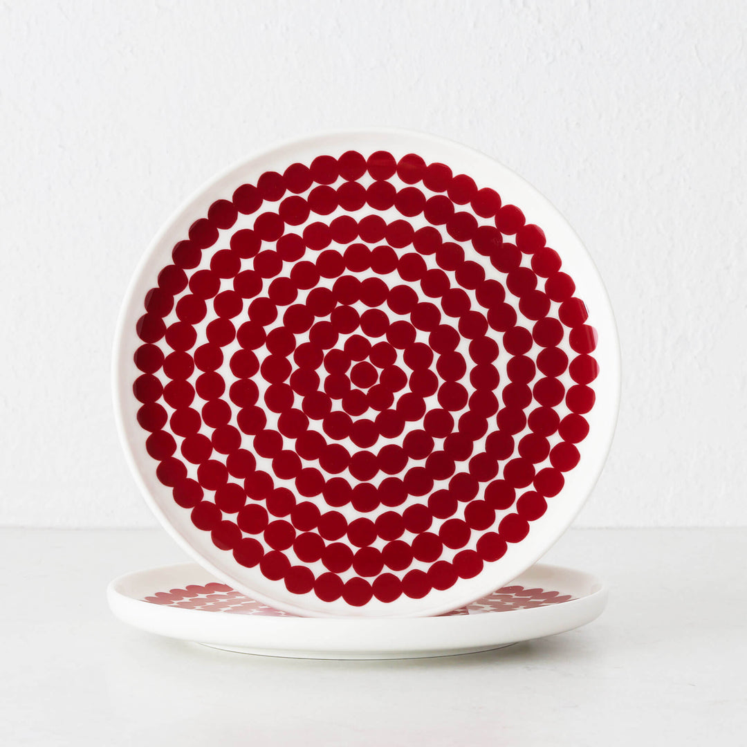 MARIMEKKO  |  OIVA SIIRTOLAPUUTAHRA PLATE 20CM BUNDLE X2  |  RED + OFF WHITE
