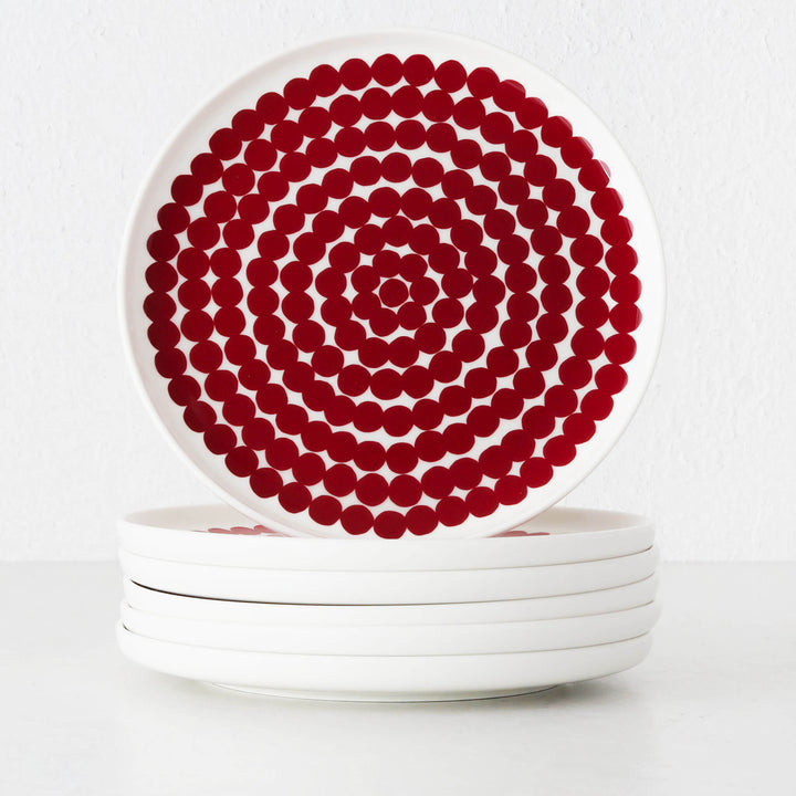MARIMEKKO  |  OIVA SIIRTOLAPUUTAHRA PLATE 20CM BUNDLE X6  |  RED + OFF WHITE