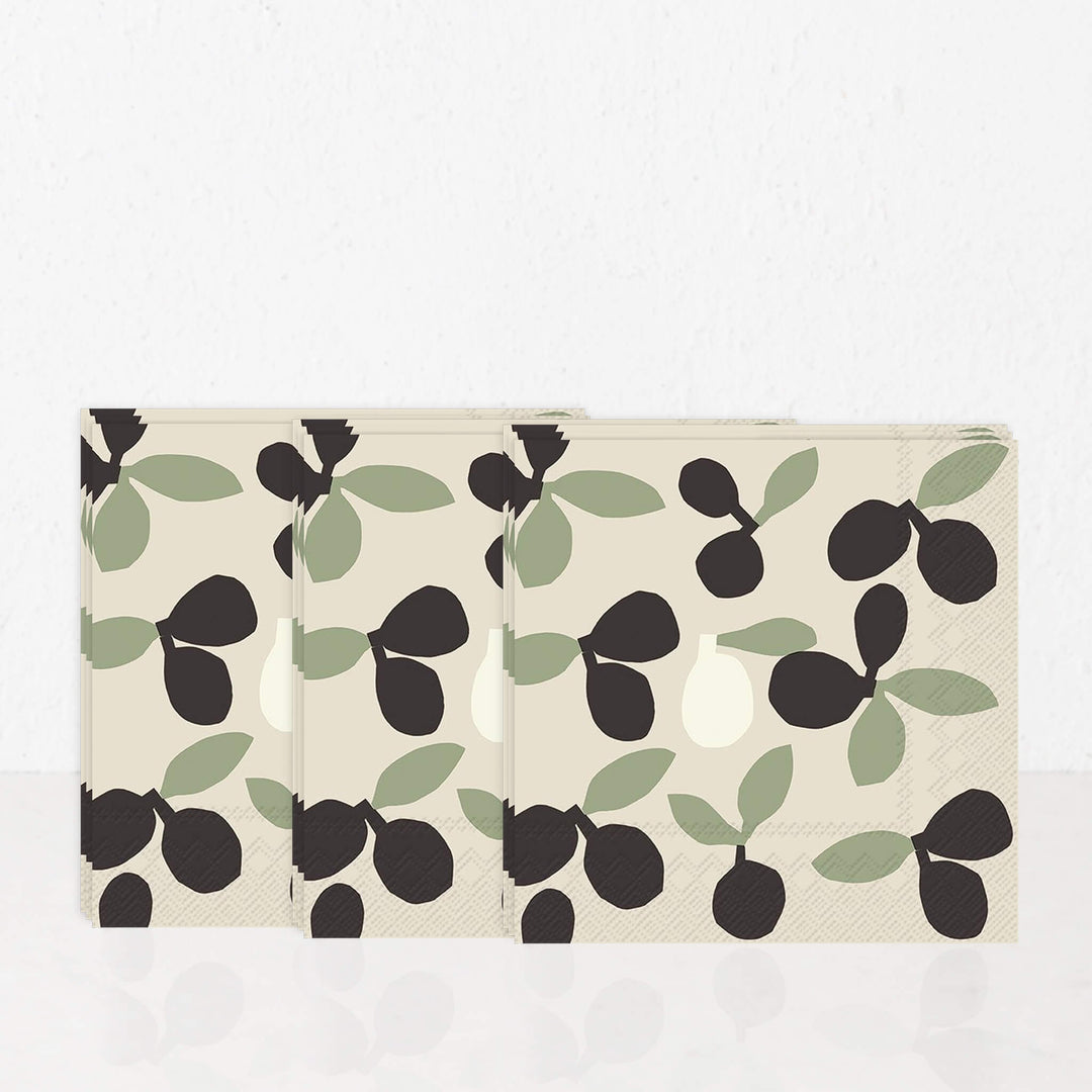 MARIMEKKO | PIENI OMPPO PAPER NAPKINS | CREAM + OLIVE | BUNDLEx3