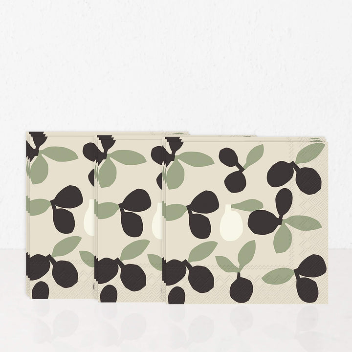 MARIMEKKO | PIENI OMPPO PAPER NAPKINS | CREAM + OLIVE | BUNDLEx3