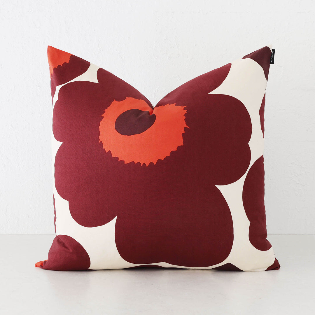 MARIMEKKO  |  PIENI UNIKKO CUSHION  |  50 X 50CM  |  VANILLA + BURGUNDY + RED