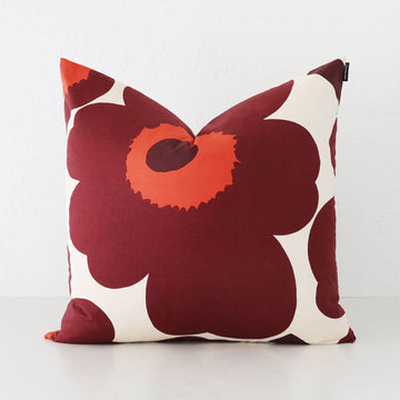MARIMEKKO  |  PIENI UNIKKO CUSHION  |  50 X 50CM  |  VANILLA + BURGUNDY + RED