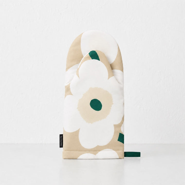 Marimekko  |  Pieni Unikko Oven Mitten  |  Sand + White + Hay + Emerald