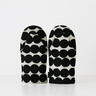 MARIMEKKO  |  RASYMATTO COTTON + LINEN OVEN MITTEN BUNDLE X2  |  OFF WHITE + BLACK