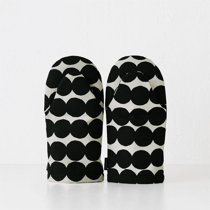 MARIMEKKO  |  RASYMATTO COTTON + LINEN OVEN MITTEN BUNDLE X2  |  OFF WHITE + BLACK