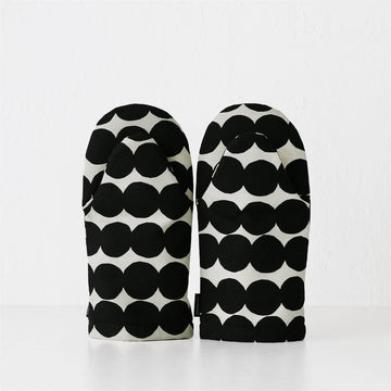 MARIMEKKO  |  RASYMATTO COTTON + LINEN OVEN MITTEN BUNDLE X2  |  OFF WHITE + BLACK