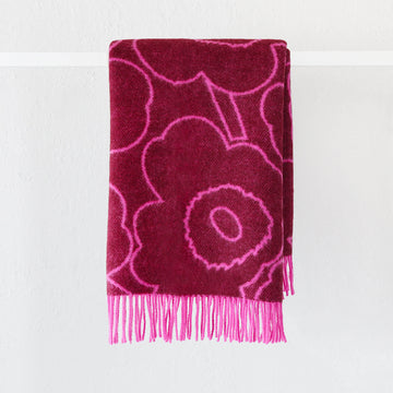 MARIMEKKO  |  RWS PIIRTO UNIKKO WOOL BLANKET  |  130CM X 170CM |  BURGUNDY + FUCHSIA
