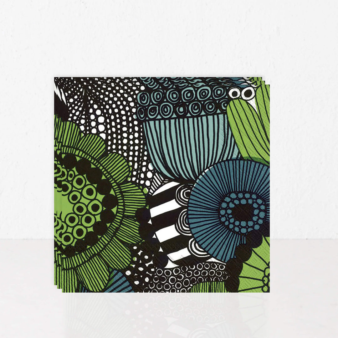 MARIMEKKO  |  SIIRTOLAPUUTARHA PAPER NAPKINS  |  GREEN + BLACK + WHITE