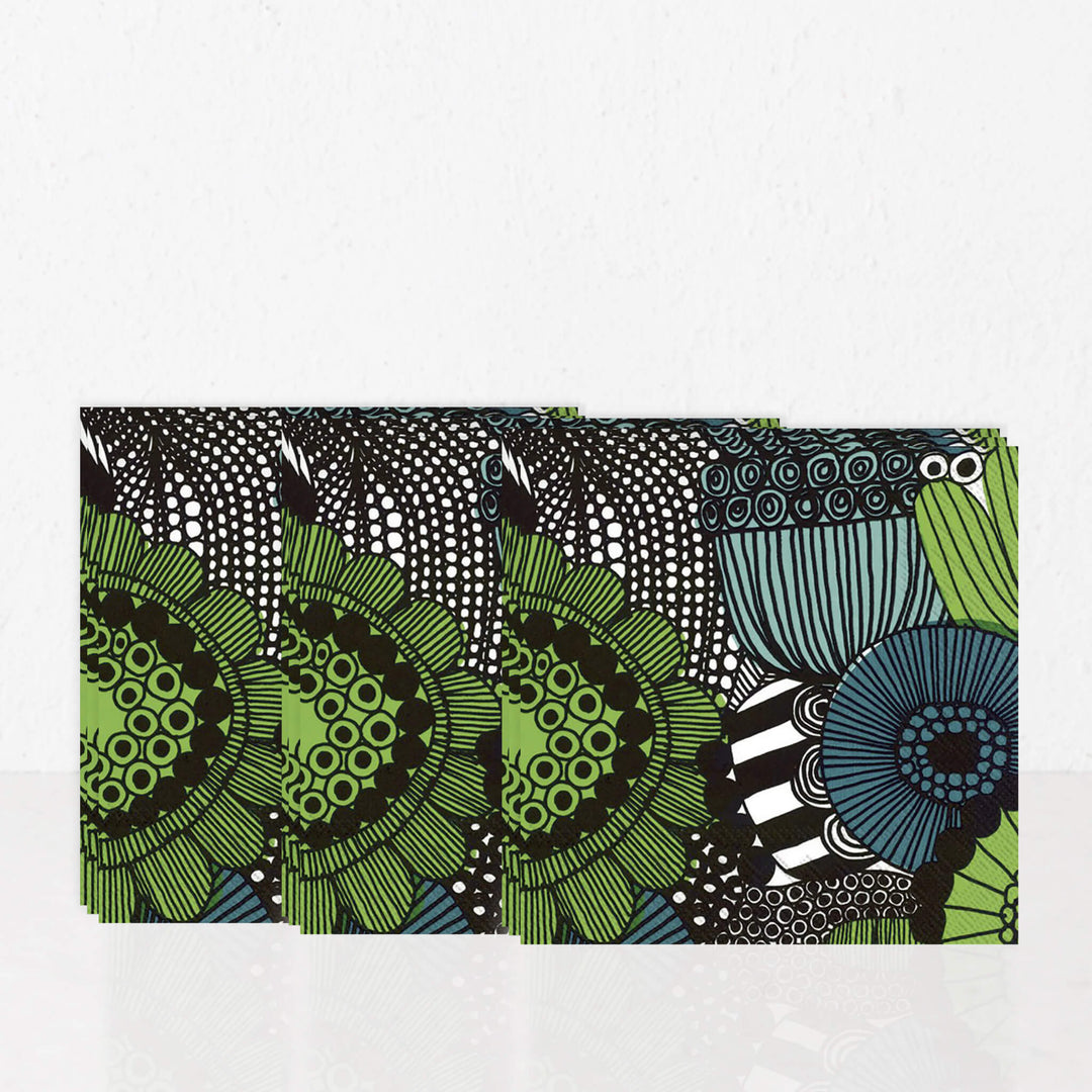 MARIMEKKO  |  SIIRTOLAPUUTARHA PAPER NAPKINS  |  GREEN + BLACK + WHITE | BUNDLEx3