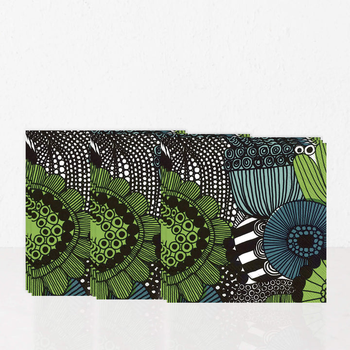 MARIMEKKO  |  SIIRTOLAPUUTARHA PAPER NAPKINS  |  GREEN + BLACK + WHITE | BUNDLEx3